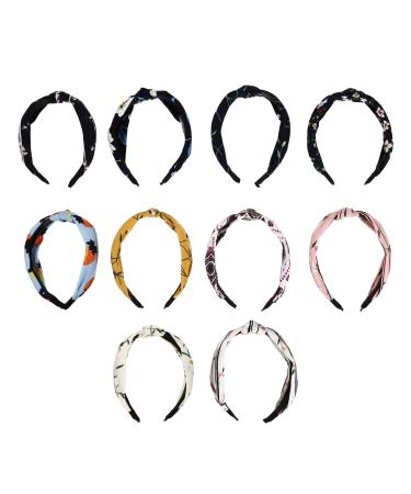 Solustre 10st floral stirring made of fabric Knote Hair -ready headbands for toddlers Hair bands made of fabric flower stir straps twisted frontal ligaments narrow frontal ligaments fashion accessories women
