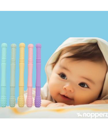 Nopperz Toothing Aid Double Pack - BPA-Free Silicone Bite Ring & Tube for Happy Babies | Colorful Teething Relief in Beige & Pink | International Shipping Available - Buy Online on GoSupps.com