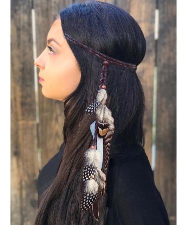 Zoestar Boho Feather Headband - Vintage Bronze Hippie Headdress & Festival Hair Jewelry for Women & Girls - Buy Online on GoSupps.com
