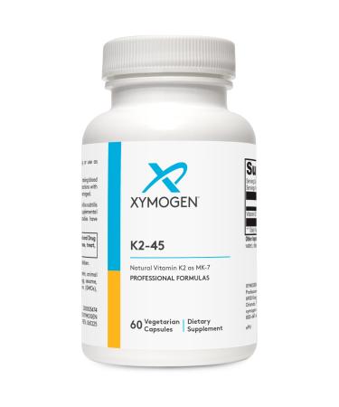 XYMOGEN K2-45 Vitamin K - Vitamin K2 MK-7 Derived from Non-GMO Soybeans - The Most Bioavailable Form of K2 Available - Supports Cardiovascular + Bone Health (60 Capsules)