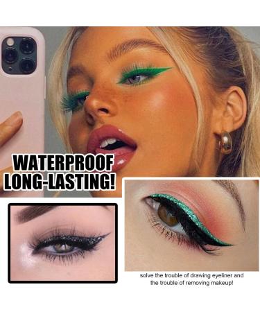 Shop Zeabsr Green Glitter False Eyelashes & Eye Makeup Stickers - 3D Reusable Long Thick Eyelashes (GA122) | International Shipping Available - Buy Online on GoSupps.com