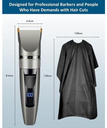 Hair Clippers, Qhou Electric Hair Cutting Kit Pro,Mens Clippers for Hair Cutting Quite LED Display Cordless Rechargeable Hair Trimmer Set Professional Barbers Grooming Kit with Hairdressing Cape(Gray) Gray2 - Buy Online on GoSupps.com