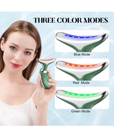 Neck Face Massager - 3 Color Modes & Vibration Facial Sculpting Tool (Green) | Shop Internationally - Buy Online on GoSupps.com