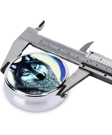 Wolf Under Moon Round Pill Box | Portable 3 Compartment Organizer for Travel | International Shipping Available - Buy Online on GoSupps.com