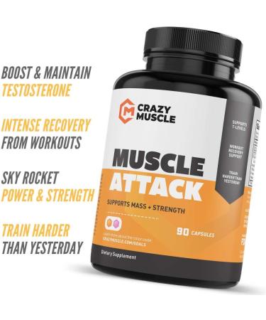 Crazy Muscle Powerful Keto Friendly DHEA Supplement: Muscle Attack is a Booster for Men and Women to Increase & Maintain Test Levels and Prevents Side Effects - Bodybuilding Supplements - 90 Tablets - Buy Online on GoSupps.com