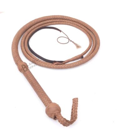 Indiana Jones Style 9 Foot 8 Plait Natural Tan Brown Leather Bullwhip Real Cowhide Leather Bull Whip