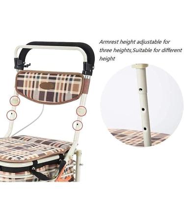 Multifunctional Elderly Walker The Elderly Can Push & Sit Lightweight Folding Spray-Painted Steel Shopping Cart with Duffel Bag and Decoration - Buy Online on GoSupps.com