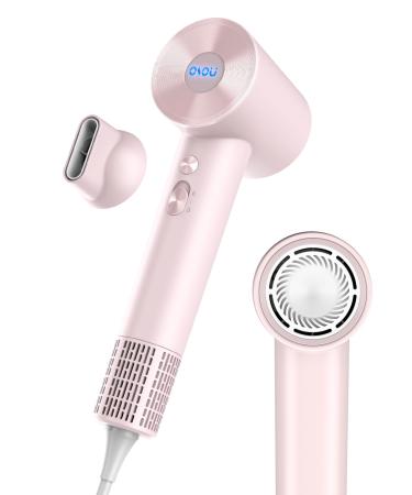 Hair Dryer Negative Ionic Hair Dryer High-Speed Blow Dryer with 110 000 RPM Brushless Motor Fast Drying Lightweight Travel Hairdryer Low Noise Home Hair Dryer (Baby Pink)
