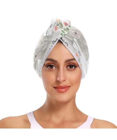 Mother's Day 6 Hair Towel 2 Pack Super Absorbent Hair Drying Towel Quick Dry Hair Turbans Head Towel with Button Twisty Wrap for Women Girls
