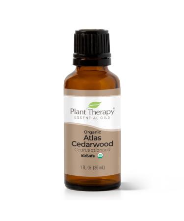 Plant Therapy Organic Atlas Cedarwood Essential Oil 100% Pure USDA Certified Organic Undiluted Natural Aromatherapy Therapeutic Grade 30 mL (1 oz)