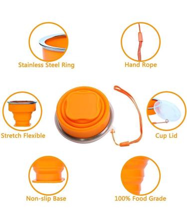 JIELUO 6Pack Collapsible Silicone Travel Water Cup Set with Lid - Reusable & Expandable Drinking Mug for Camping, Hiking, Travel - Buy Online on GoSupps.com