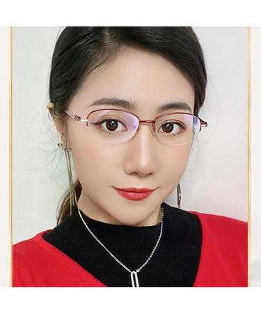 Half-Frame Alloy Reading Glasses for Women - Lightweight Blue Light Blocking Computer Readers 2.0x in Red - Buy Online on GoSupps.com