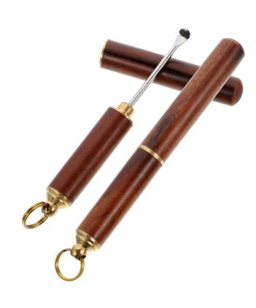 Healeved 2Pcs Wooden Ear Pick Ear Wax Spoon Earpicks Keychain Ear Scoops Cleaners Ear Wax Removal Tools Lightweight Portable for Woman Man Adults