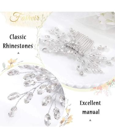 Fairvir Bridal Wedding Hair Comb Silver Sparkly Rhinestones Side Comb Bride Hair Accessories for Women and Girls (Silver) - Buy Online on GoSupps.com