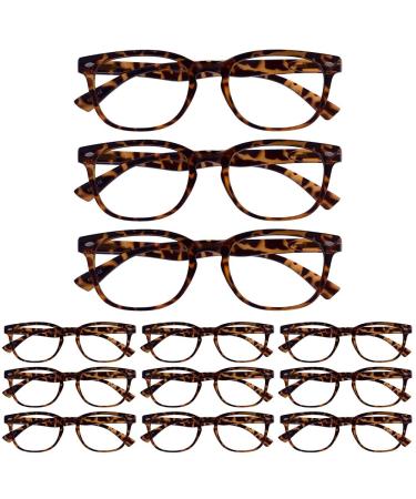 Opulize UV Reader Brown Tortoiseshell Reading Glasses Value 12 Pack Designer Style Mens Womens Spring Hinges UVR3PK014 +2.00 +2.00 Magnification (Pack of 12)