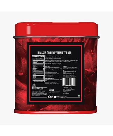 BLUE TEA - Hibiscus Ginger Herbal Tea - 36 Tea Bags (Pack of 2) || CAFFEINE FREE |Detox - Soothing Tea| Vegan - Gluten Free - Tin Packing(18X2) - Buy Online on GoSupps.com