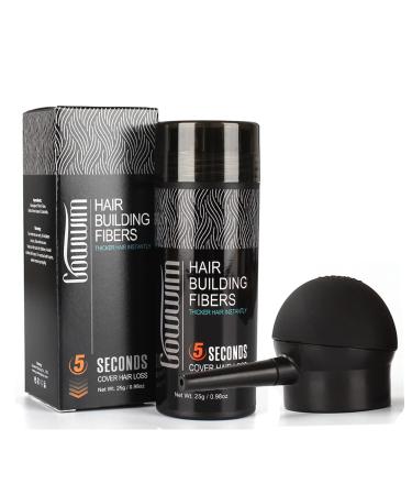 gowwim Hair Thickening Fibers Best 2-in-1 Kit Set Keratin Hair Building Fibers & Spray Application Atomizador Pump Nozzle Instantly Cover Sparse Hair Areas (Black)