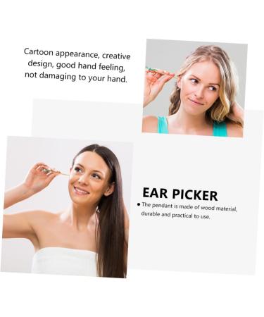 Healifty 12pcs Wooden Ear Pick Set - Ear Wax Removal Tools with Metal Cleaner - Adorable Cartoon Design for Children - Ear Cleaning Supplies - Buy Online on GoSupps.com