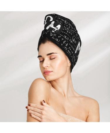 Hair Towel Wrap - Fast Drying Towel Turban with Button | I Love Math Design - Buy Online on GoSupps.com