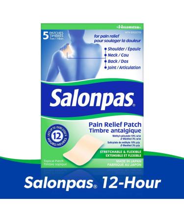 Salonpas 12 Hour Pain Relief Patch 5 Count (Pack of 1) - Buy Online on GoSupps.com