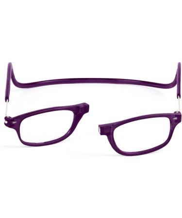 TBOC Pack: +2.00 Dioptria Reading Glasses for Men & Women - 2 Units Foldable Clip-on Anti-Visibility Transparent & Dark Violet - Buy Online on GoSupps.com