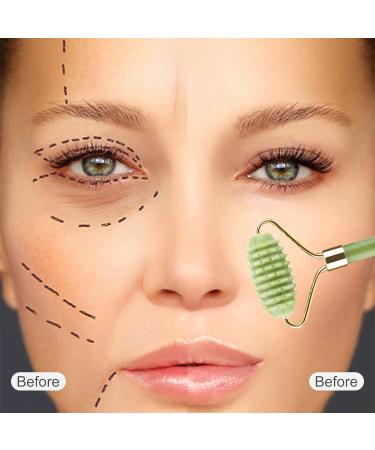 Hrobig Gua Sha & Jade Roller Face Set - 100% Natural Jade Anti-Aging Skin Care Device for Face Eyes & Neck - Tightens Skin & Promotes Youthful Glow - Buy Online on GoSupps.com