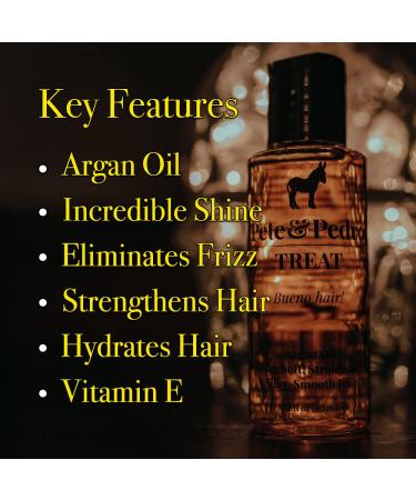 Pete & Pedro TREAT - Argan Oil Hair Treatment 2 oz | Moisturizes & Strengthens for Soft, Frizz-Free Hair | Multi-Purpose Benefits for Dry & Damaged Hair, Skin, Nails & Cuticles | As Seen on Shark Tank - Buy Online on GoSupps.com