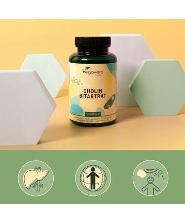 Choline Bitartrate 1400 mg | Biodisponibilit lev e | Detox Foie | 120 G lules | Vegan & Sans Additifs | Vegavero  - Buy Online on GoSupps.com