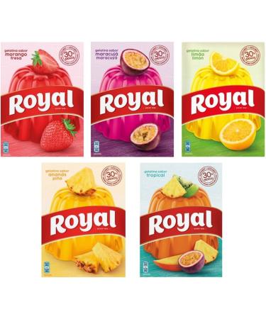 Royal Mix - G latine en poudre avec un m lange de saveurs | Fraise | Fruits de la passion | Citron | Ananas | Tropicale | 5 paquets de 4 oz | 30% Sucre en Moins