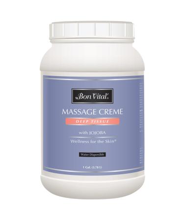 Bon Vital' Deep Tissue Massage Creme Professional Massage Therapy Cream for Muscle Relaxation Muscle Soreness Injury Recovery Deep Muscle Manipulation & Sports Massages 1 Gal Label may Vary 1 Gallon