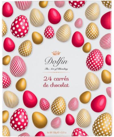 Dolfin | 24 Carr P ques Chocolat Lait & Fondant | Chocolats Bo te Cadeau en 6 Saveurs Diff rentes - 1 x 108 Gr - Buy Online on GoSupps.com