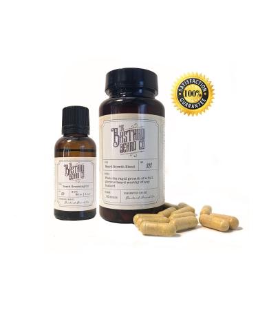 Natural Beard Grooming Oil for Men - The Bastard Beard Co 1oz | USA-Made | Coconut Argan Peppermint Eucalyptus & Tea Tree Oil for Fuller Facial Hair - Buy Online on GoSupps.com