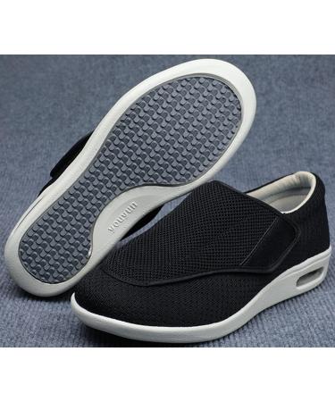 ACE SHOCK Men's Diabetic Air Cushion Walking Shoes with Adjustable Closure Black Wide Width 9.5 - Buy Online on GoSupps.com