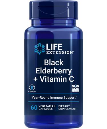 Life Extension Black Elderberry + Vitamin C 60 Vegetarian Capsules