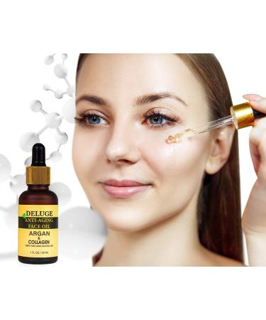 Collagen Face Oil with Argan Oil - 100% Natural Anti-Aging Treatment for Fine Lines & Wrinkles - Smoothing & Firming Botanical Skin Care - Buy Online on GoSupps.com