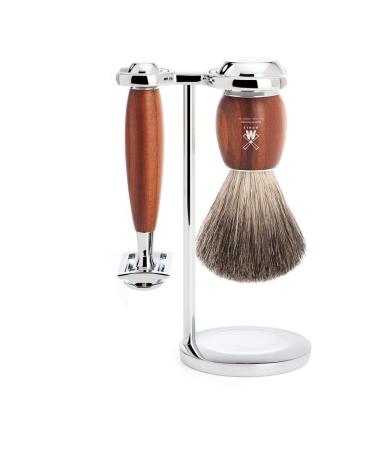 M HLE Shaving Set - Vivo Series - Pure Badger Hair - Safety Razor - Plum Wood