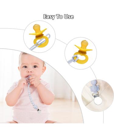 BPA-Free 2PCS Unique Silicon Pacifier Clips for Boys - Baby Shower Gift (Blue-White) - Buy Online on GoSupps.com
