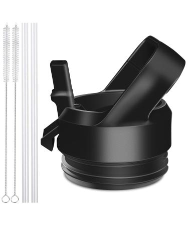 AIPENQ Straw Cap for YETI Rambler Bottle and RTIC Bottle, Straw Lid with 2 Straws and 2 Brushes Black