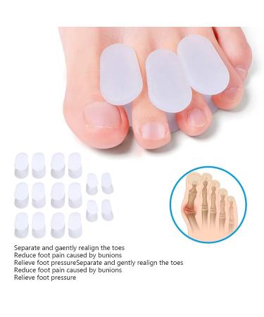 Silicone Gel Toe Separators - Hammer Toe Corrector for Corns & Calluses - 8 Pairs (S/L) - Men & Women - Buy Online on GoSupps.com