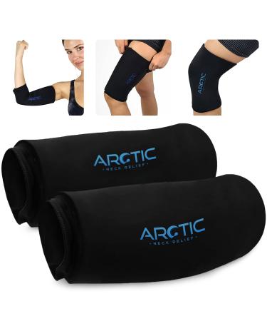 Knee & Elbow Ice Pack Wrap - Two Pack - Cold and Heat Therapy for Knee Elbow Thigh Flexible Cold Wrap for Pain and Injuries of Knee Elbow Ankle Calf for Injury & Post Workout Recovery. Large