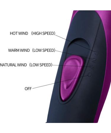 1800W Folding Hair Dryer for Ladies Powerful Travel Hairdryer Portable Fold Handle Grip 3 Heat Cold Shot Button DC Motor Fast Blow Dryer Hair-Dryer Lightweight Quiet Household with Nozzle Purple - Buy Online on GoSupps.com