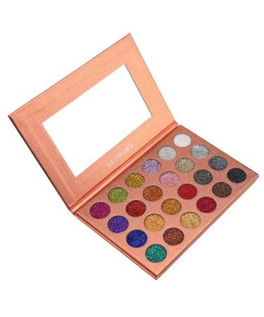 24 Color Pressed Glitter Eyeshadow Palette | Metallic Highly Pigmented Waterproof Long Lasting Shimmer - Shop Internationally! - Buy Online on GoSupps.com