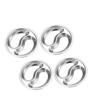 Milisten 4pcs Stainless Steel Saucer Japanese Salad Dressing Japanese Plates Stainless Steel Candy Dishes and Trays Mini Stainless Steel Mixing Bowls Condiment Saucer Lattice Snack Bowl 10.5X10.5CM Silver