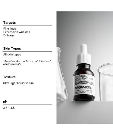 Organicity Argireline Solution 10% Acetyl Hexapeptide-8 500 ppm Concentrated Face Serum 1.01 Fl Oz + 0.16 Fl Oz | Korean Skin Care | Lifting & Firming | Wrinkle Care Tightening Skin Elasticity - Buy Online on GoSupps.com