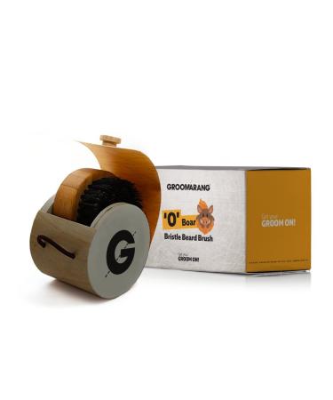 Groomarang's luxurious 'O' Boar beard brush made from wild boar bristles the perfect grooming gift for men