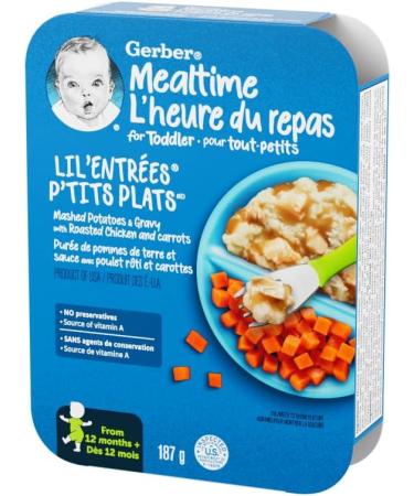 GERBER MEALS Mashed Potatoes & Gravy With Roasted Chicken & Carrots Full Toddler Serving of Veggies Full Toddler Meal Good Source of Potassium No Preservatives 8 Boxes 1.5 kg - Buy Online on GoSupps.com