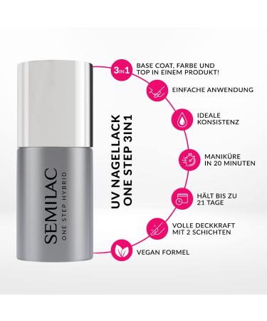 Buy Semilac One Step 3in1 UV Nail Polish S610 Barely Pink 7ml - Best International Shipping eCommerce - Buy Online on GoSupps.com