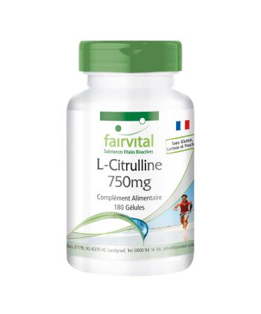 Fairvital | L-citrulline 750mg VEGAN - Highly dosed - 180 capsules - amino acid