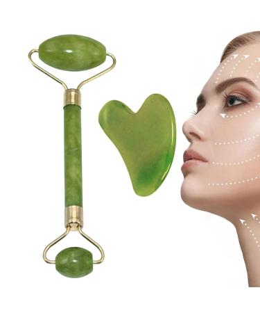 Jade Roller and Sha Smooth Roller for Face - Face Roller Skin Care Muscle Relaxing for Keeping Youthful Skin Tone Decrease Puffiness Improve Skin Elasticity Uaxiu