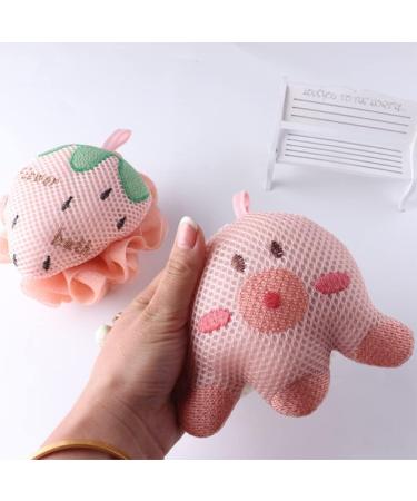 FOMIYES 2pcs Cartoon Bath Balls - Kids & Men Loofah Shower Puff | Soft Polyester & Cotton Sponge Fun Animal Design - Buy Online on GoSupps.com